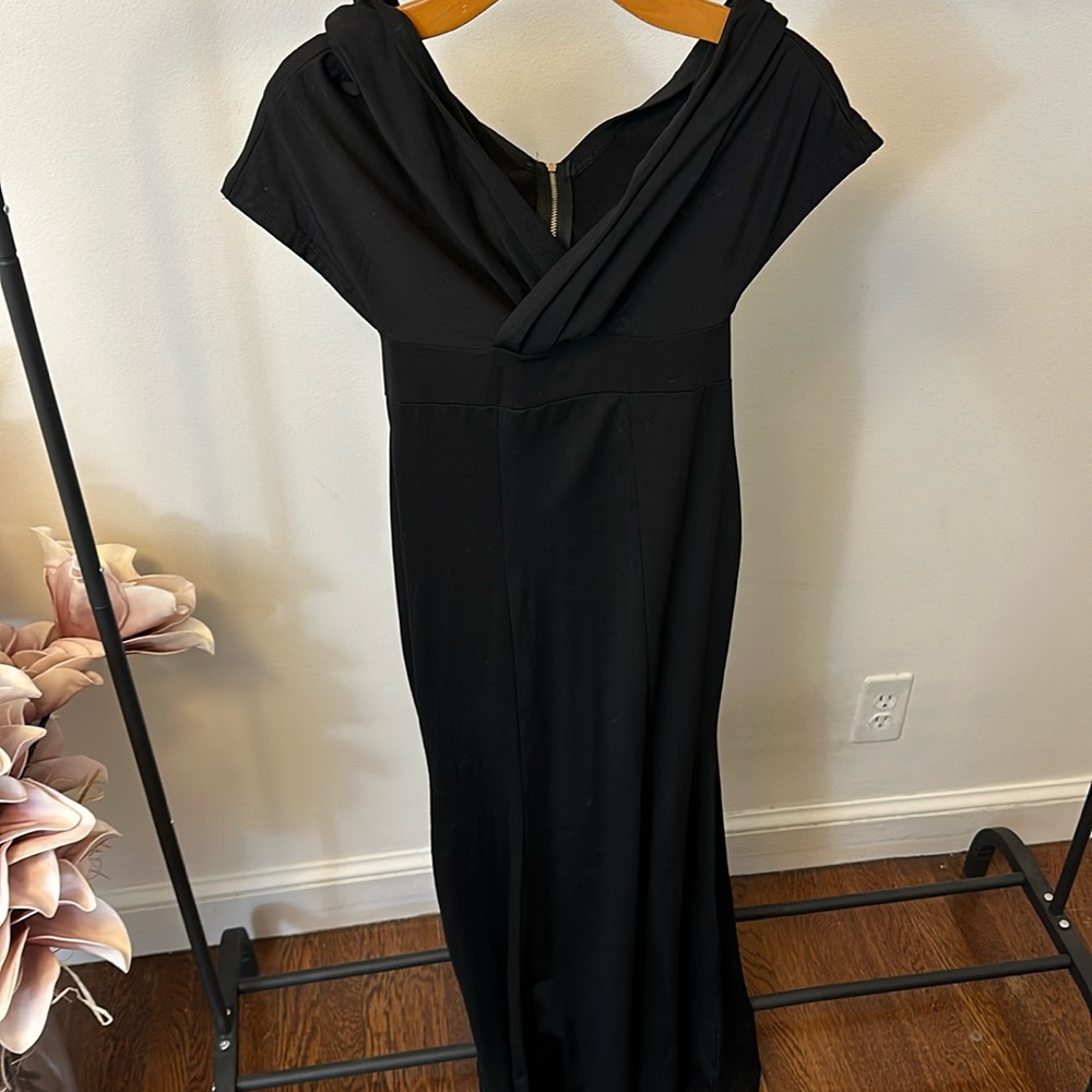 Formal black off the shoulder, floor length gown